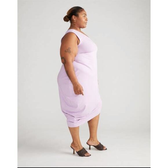 Universal Standard Lilac Geneva Dress Stretch Pima One-Shoulder Medium 18/20 - Picture 14 of 16